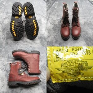 Caterpillar Work Boots Mens 13 Brown EH Remington Steel Toe Leather‎ Safety NEW